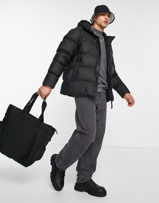Rains puffer jacket in black ASOS