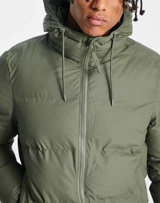 Rains Mens Weatherproof Insulated Puffer Jacket Olive Green