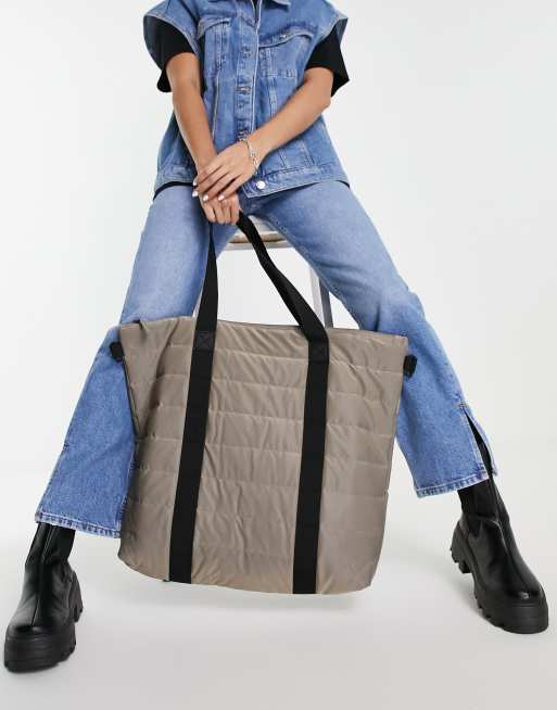 Rains quilted tote bag in velvet taupe ASOS