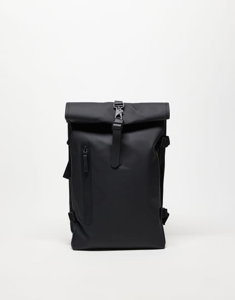 Rains rolltop 23L waterproof rucksack in black - view 1