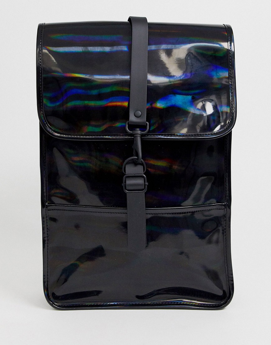 Rains – Ryggsäck med holografiskt mönster-Svart