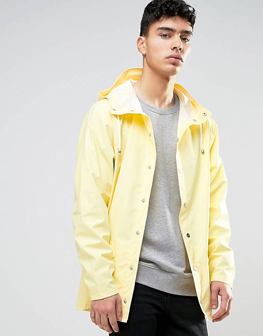 Rains short hooded jacket waterproof in yellow
