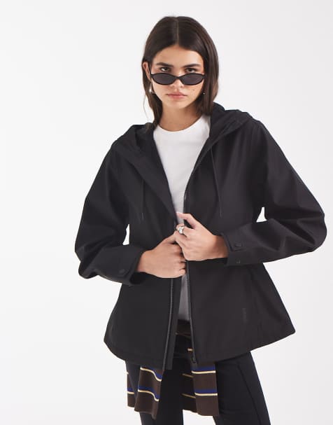 Rains Suva veste softshell imperméable à taille cintrée avec capuche en noir - view 1