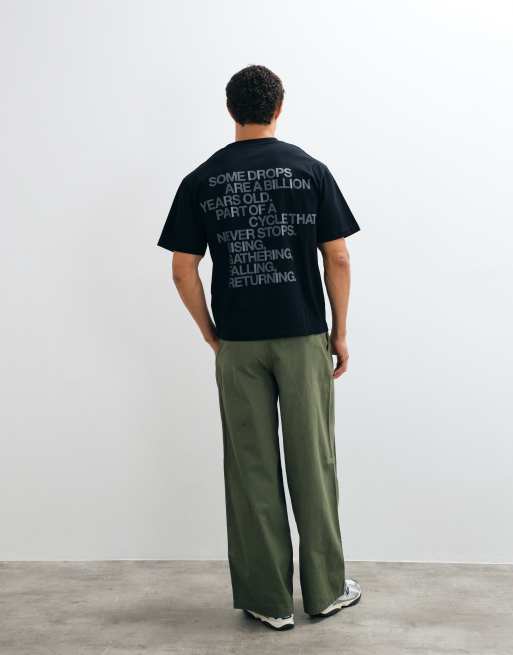 Rains T-shirt relaxed a maniche corte con logo e stampa sul retro nera, 2 di 5