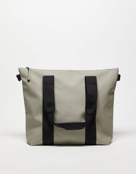 Rains – Torba typu tote w kolorze jasnego khaki z dopasowanym kolorystycznie logo - view 1