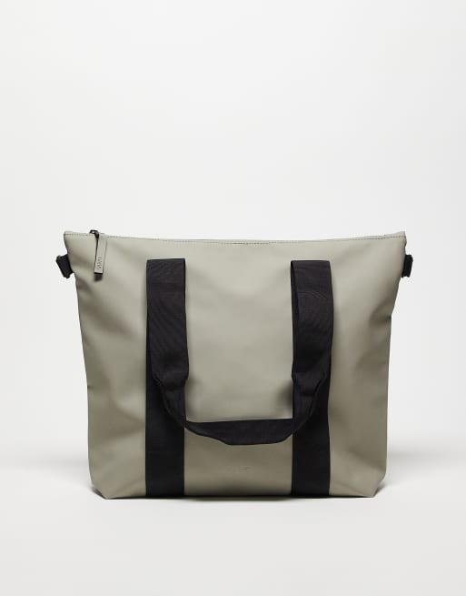 Rains – Torba typu tote w kolorze jasnego khaki z dopasowanym kolorystycznie logo