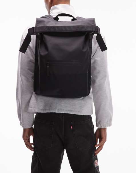Rains trail rolltop backpack in black - view 1