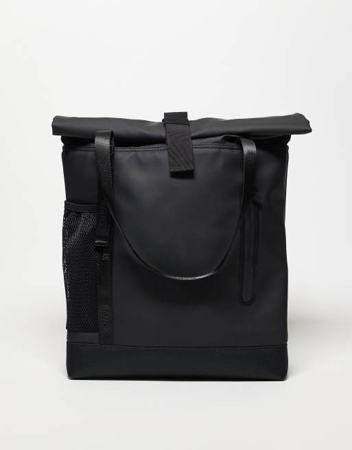 Rains Trail waterproof rolltop tote bag in black, 2 of 3