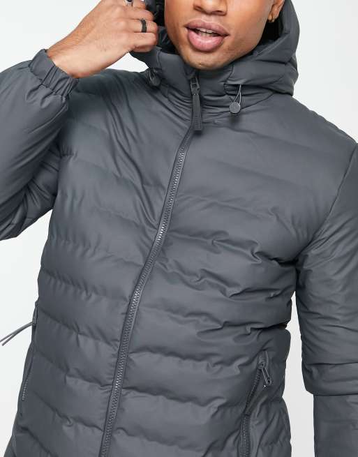 Rains Trekker waterproof padded coat in grey | ASOS