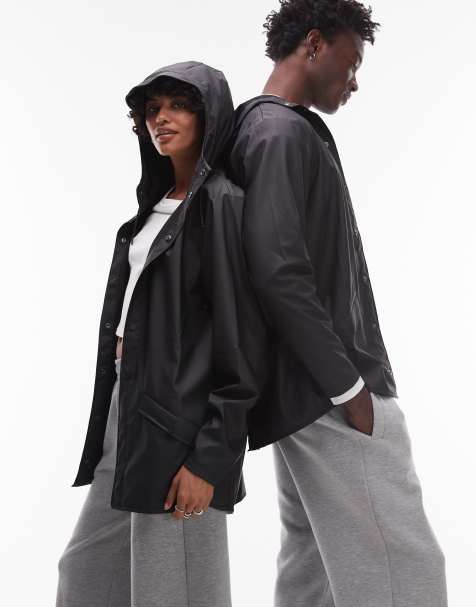Rains 12010 unisex waterproof short jacket in black
