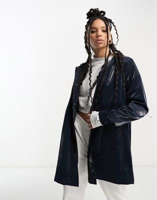 Rains unisex A-line waterproof jacket in ink - ASOS Price Checker