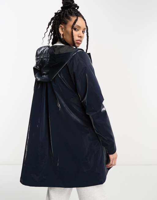 Rains – Unisex – Bläckfärgad, a-linjeformad regnjacka, 3 av 4