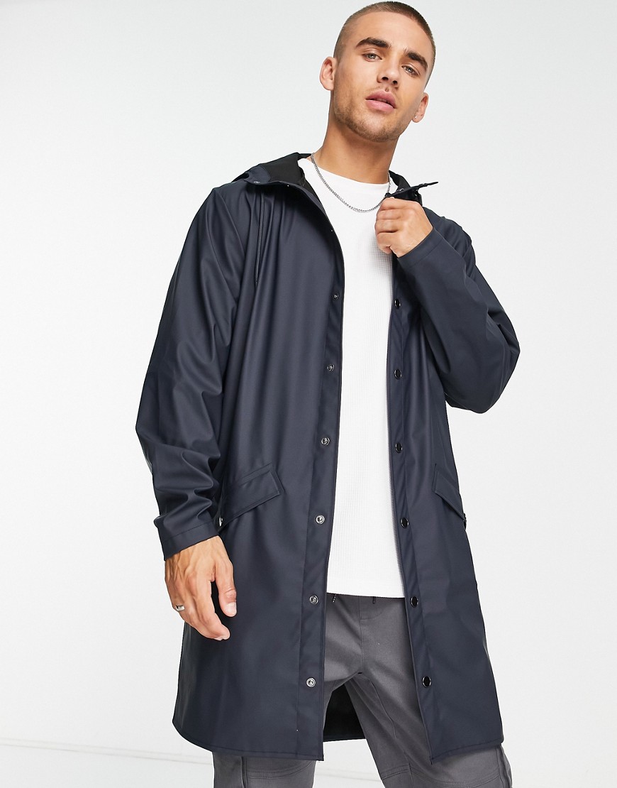 Rains unisex long jacket in navy - NAVY