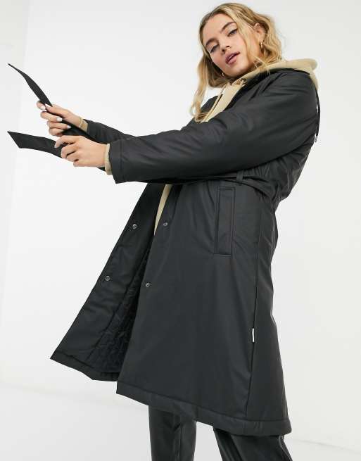 RAINS W waterproof trench coat in black | ASOS