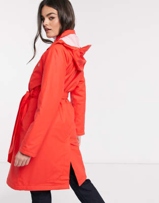 red waterproof trench coat