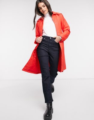 red waterproof trench coat