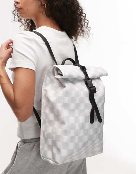 Rains - W3 - Petit sac à dos avec rabat supérieur roulé à motif damier - view 1