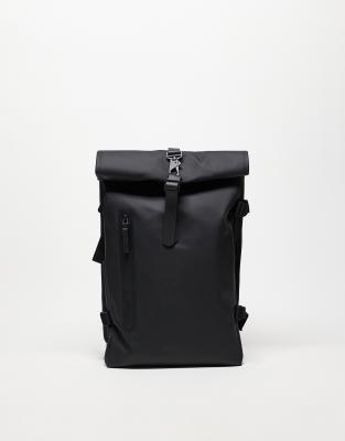 Rains - Wasserdichter Rucksack in Schwarz mit Rolltop, 23 l