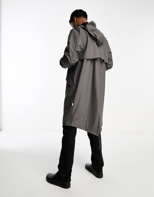Rains – Wasserdichter Unisex-Parka in Grau mit Kapuze und Schwalbenschwanz, 2 von 4