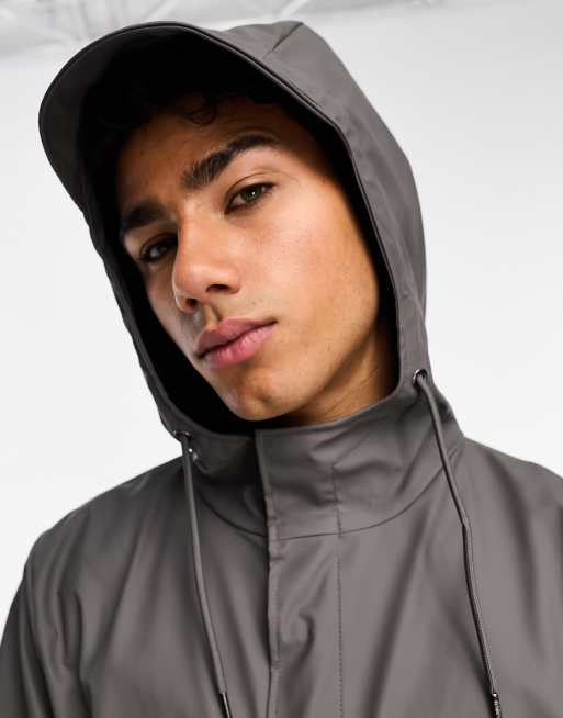 Rains – Wasserdichter Unisex-Parka in Grau mit Kapuze und Schwalbenschwanz, 3 von 4