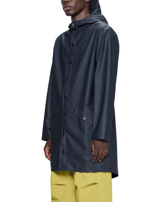 Rains waterdichte lange jas in navyblauw, 2 van 4