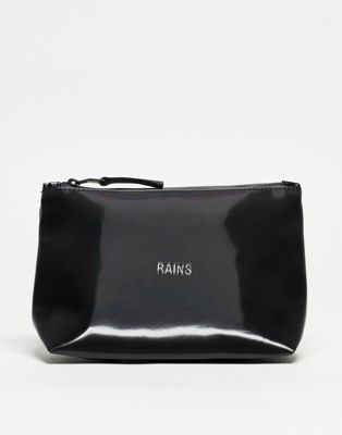 Rains Waterproof Cosmetic Bag In Shiny Black