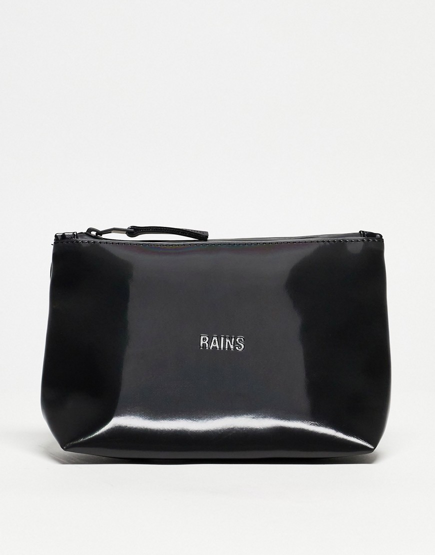waterproof cosmetic bag in shiny black