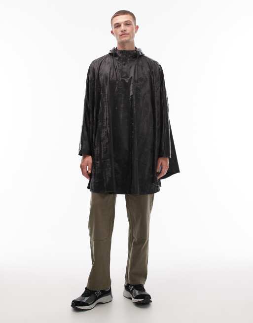 Rains waterproof longline cape style jacket in black, 2 of 5