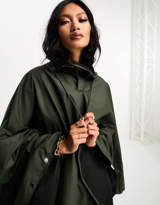 Rains waterproof poncho jacket in green ASOS