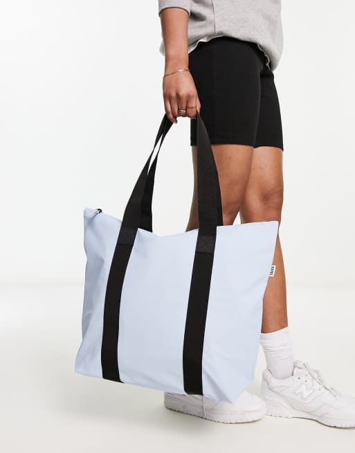 Rains waterproof rush tote bag in light blue ASOS