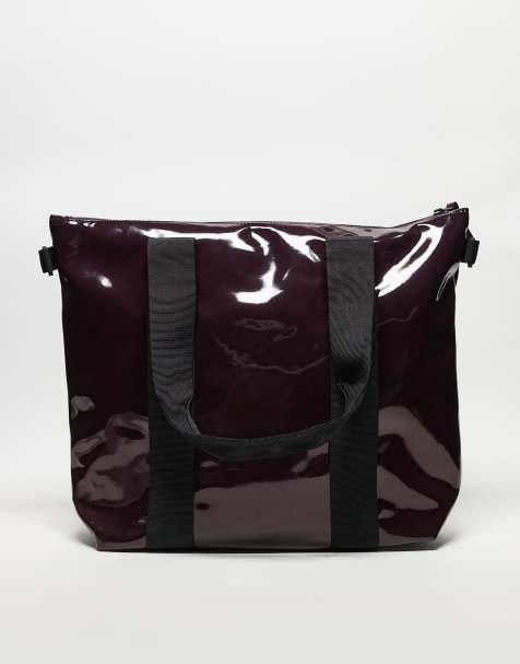 Rains waterproof tote bag mini in burgundy shine exclusive to asos - view 1