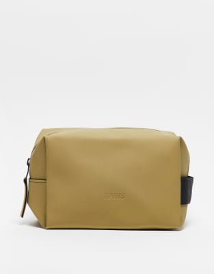 Rains waterproof wash bag small in khaki-Green