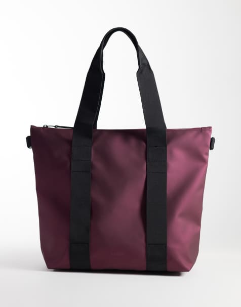 Rains x ASOS exclusive 14160 mini waterproof tote bag in burgundy - view 1