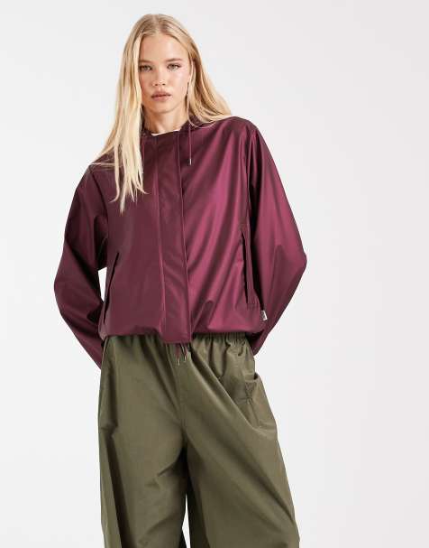 Rains x ASOS exclusive 18040 wodoodporna kurtka z kapturem w kolorze burgundowym - view 1