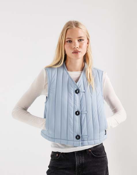 Rains x ASOS exclusive 21980 Banja water repellent short liner vest in blue - view 1