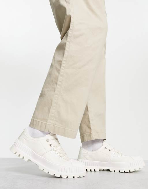 Rains x Palladium Pallashock HKR low boots in off white | ASOS