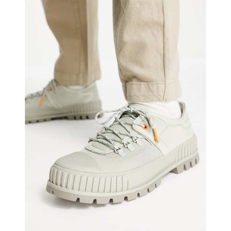 Rains x Palladium pallashock HKR low boots in taupe | ASOS display picture 2