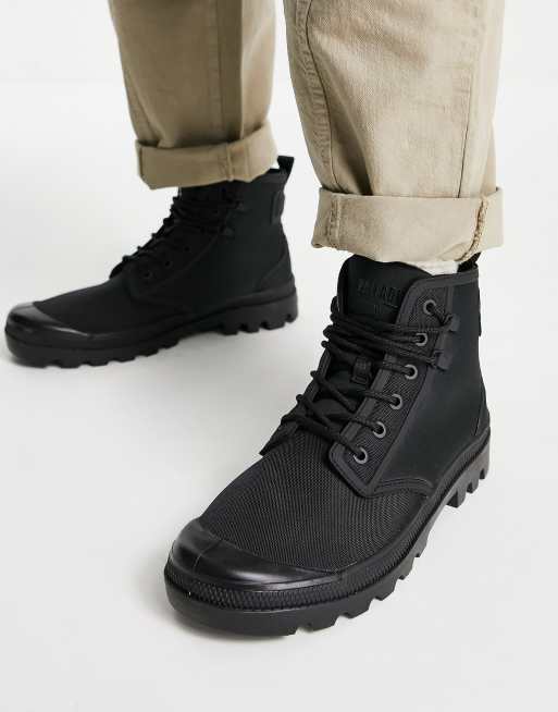 Rains x Palladium – Pampa – Czarne buty przeciwdeszczowe