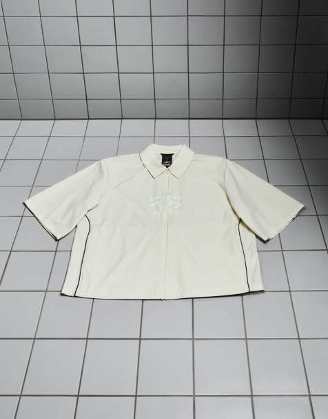 Rains – X Umbro Drill – Beige vattenavvisande overshirt med korta ärmar och dragkedja - view 1