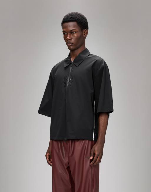 Rains x Umbro - Drill - Sort og vandafvisende overskjorte med lynlås og korte ærmer, 3 af 4