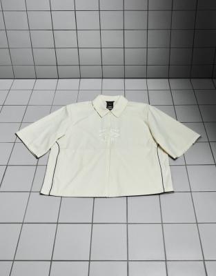 Rains Rains X Umbro Drill water repellent short sleeve zip overshirt in beige-Neutral