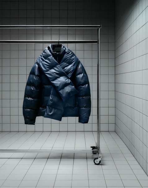 Rains X Umbro Fan waterproof insulated puffer jacket in blue - view 1