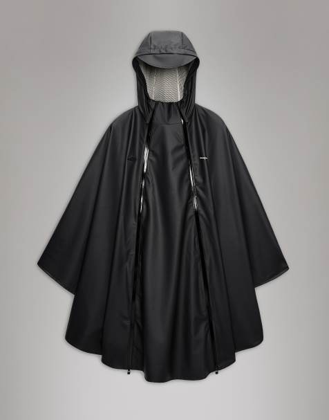 Rains X Umbro waterproof cape jacket in black - view 1