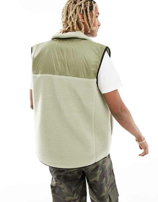Rains - Yermo - Gilet pesante in pile verde salvia con pannelli ripstop, 2 di 4