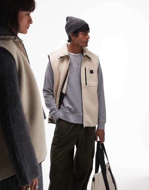 Rains Yermo unisex fleece gilet in cream - view 1