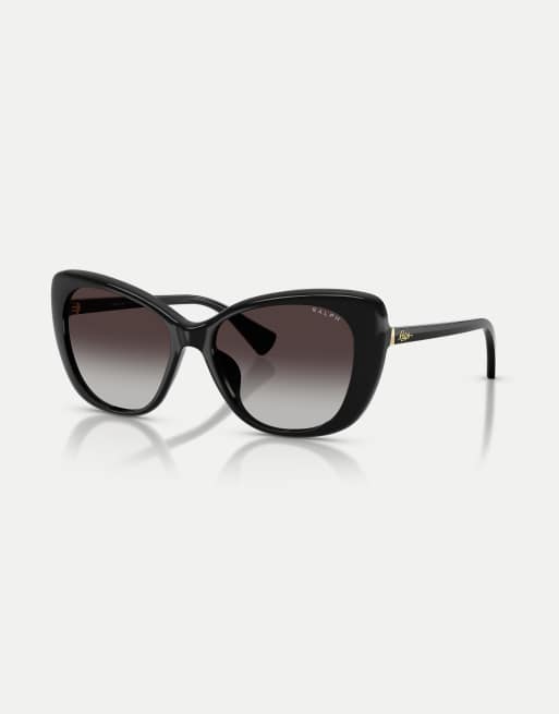 Ralph Butterfly-Sonnenbrille mit grauen Gläsern in glänzendem Schwarz, 3 von 4