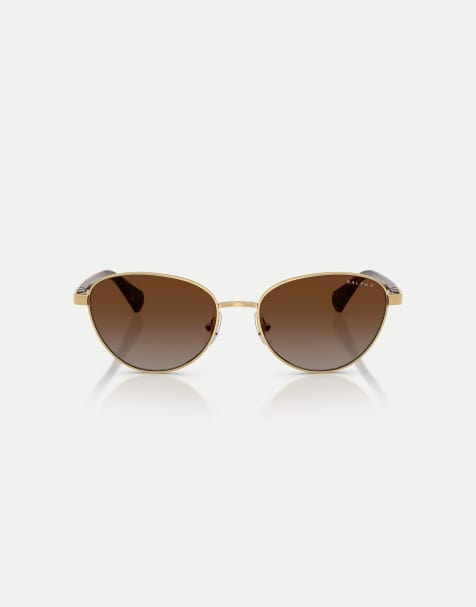 Ralph Cat eye polarised sunglasses with brown lens in gold - view 1