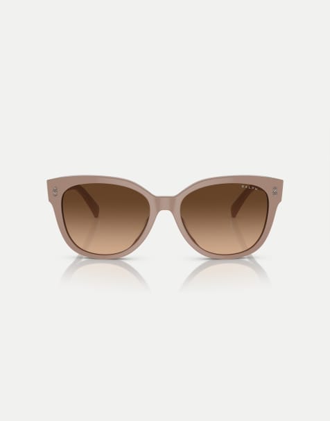 Ralph Cat-Eye-Sonnenbrille mit klassischen Gläsern in glänzendem Beige - view 1