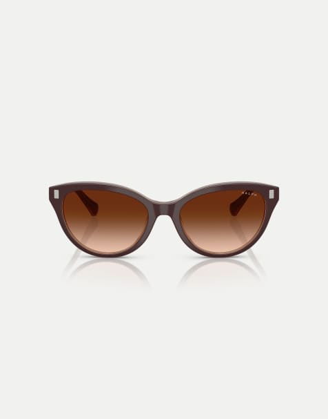 Ralph Cat eye sunglasses with brown lens in solid brown milky brown - view 1
