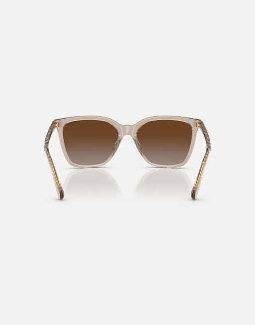 Ralph eckige polarisierte Sonnenbrille mit braunen Gläsern in Beige-Kristalloptik, 2 von 4